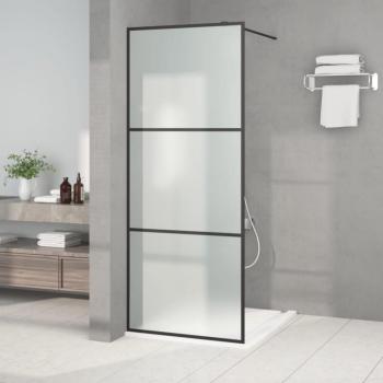 Mampara de ducha vidrio esmerilado negro 80x195 cm