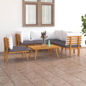 7-Piece Garden Lounge Set with Cushions - Solid Acacia Wood