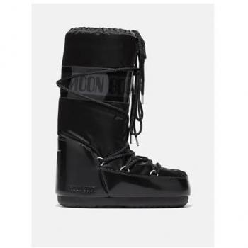 Moon Boot Icon Glance Satin Winter Boots for Women - Black, Size 9 US