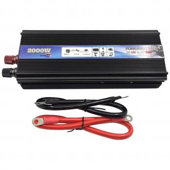 Inversor de corriente para coche – XUYUAN 2000 W Coche USB DC 12 V / 24 V a AC 220 V inversor de corriente adaptador convertidor negro, color 12V-220V