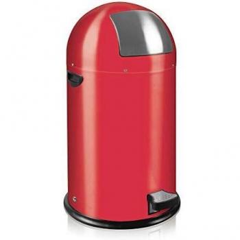 Cubo de Basura con Pedal 33L, Trampilla, 70cm de Altura, Color Rojo