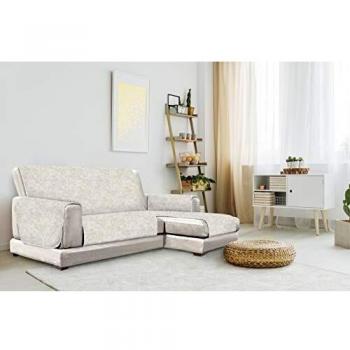 Italian Bed Linen Glamour” Anti-Deslizamiento Funda para sofà con Chaise-Longue Derecha, Beige, 290cm