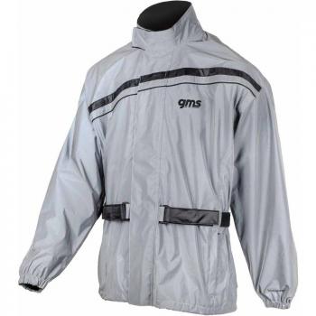 GMS Chubasquero Douglas Lux Gris Reflectante - Chaqueta de lluvia para motocicleta, color gris, talla S