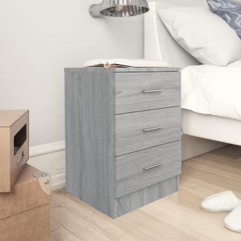 Mesitas de noche Sonoma gris 2 piezas 38x35x56 cm de madera multicapa