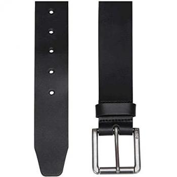 Boss Orange Joris Men's Italian Leather Belt with Engraved Buckle - Black - Size W40