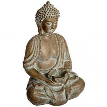 Estatuilla de Buda sentado efecto blanqueado H 39 cm - Atmosphera