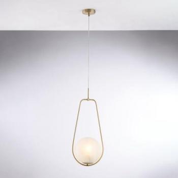 Araña Contemporánea Afrodita Bronce 1 Luz E27 con Esfera de Vidrio Soplado Blanco