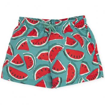 Bañador bermuda de bebé niño en color verde con estampado de sandías