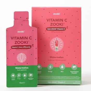 Liposomal Vitamin C Watermelon Zooki 1000mg Liquid Sachets - Sugar Free, Vegan, High Absorption (14 Servings)
