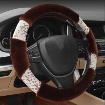 KDLD Fundas para volante ® Juego de dirección de invierno Juego de peluche de invierno Chica linda de pelo corto Ajuste universal 38cm , #2