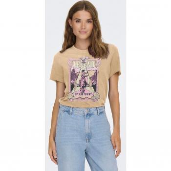 Camiseta Only Lucky beige vaquero manga corta de mujer