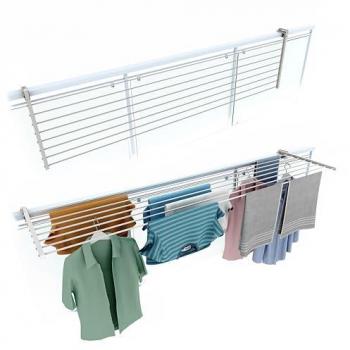 Tendedero de balcón abatible y plegable Foxydry Duo 202 cm, resistente de acero inoxidable y aluminio para barandillas exteriores