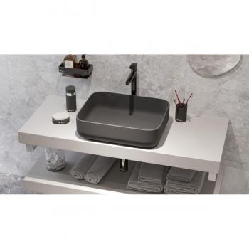 Lavabo sobre encimera Infinitio 50x39 cm, sin rebosadero, Negro mate