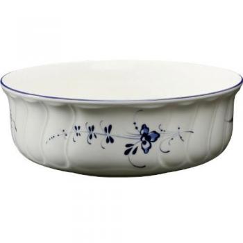Villeroy & Boch Old Lu x Embourg Round Bowl, 21 cm, Premium Porcelain, White/Blue