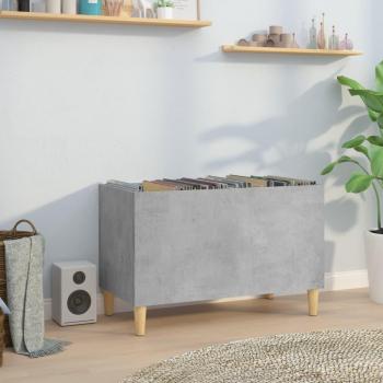 Mueble de discos vidaXL de madera contrachapada gris con acabado en hormigón, dimensiones 74,5x38x48 cm