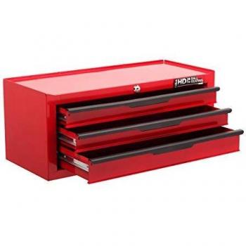 Cofre de herramientas robusto Hilka de 3 cajones con deslizadores de bolas - Rojo
