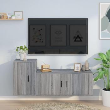 Set de muebles para TV 2 piezas gris Sonoma madera multicapa