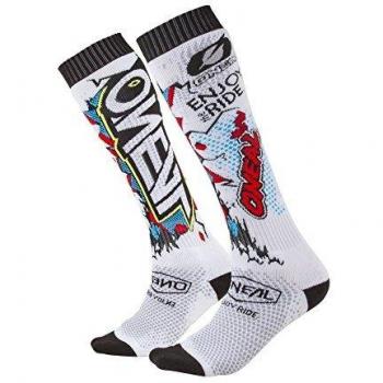 O'Neal | Calcetines de motocross | MTB Downhill Freeride | Absorción del sudor, zona del talón y de la suela reforzada | Pro MX Villain | Unisex | Adulto | Blanco | Talla única