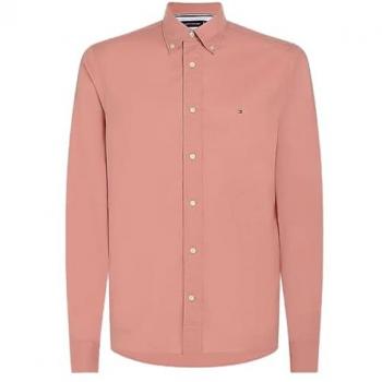 Camisa de Hombre Tommy Hilfiger Regular Fit de Manga Larga Flex Poplin Rosa Teaberry Blossom L