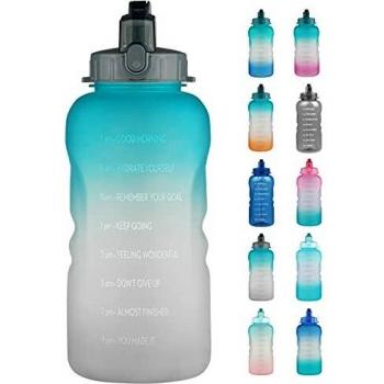Reeho 3.8 L Botella Agua Deporte, Botella Plastica Tritan Reutilizable 1 Galón, Botella Agua Gimnasio con Marcador de Tiempo para Athletic, sin BPA