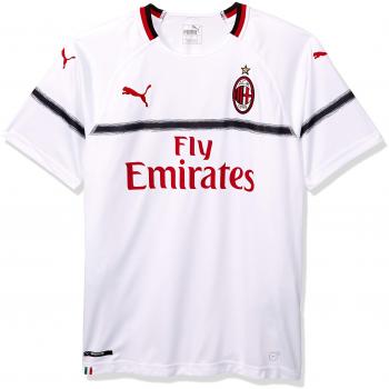 PUMA AC Milan Away Shirt Replica SS with Sponsor Logo Jersey, Hombre, White-Tango Red, XL