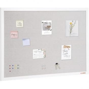 Elegant White Linen Cork Board – 48x36 Wall-Mounted Bulletin Board for Home, School, and Office