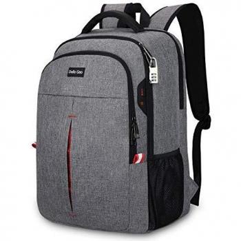 Della Gao Mochila antirrobo para portátil y viaje, mochila para hombre y mujer, resistente al agua, con conector de carga USB, mochila escolar, mochila multifunción para negocios, mochila de negocios