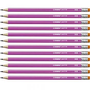 Lápiz de grafito con goma STABILO pencil 2160 - Caja con 12 unidades