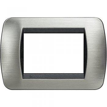Placa de Acero Cepillado 3 Módulos BTicino Living International L4803ACS