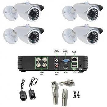 Quanmin 4CH HDMI H.264 DVR 4x480TVL 1/3 SONY CCD 3.6MM LENS Outdoor CCTV Security Camera System Day Night Vision Home Kit With BNC NTSC