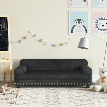 Sofá infantil de terciopelo negro 90x53x30 cm