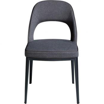 Silla de comedor ANGEL CERDÁ 4023C con patas de acero negro, color negro, tapizada en tela, dimensiones 47 x 50 x 80 cm