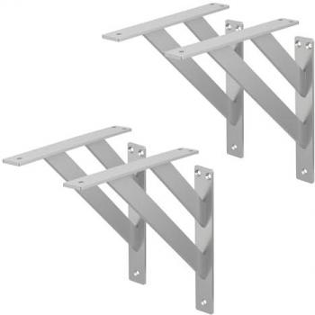 Set de 4 Soportes de Estante 240x240mm de Aluminio Plata Estilo Industrial para Estantería de Pared y Proyectos DIY