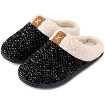 ULTRAIDEAS Zapatillas de casa para Mujeres de Espuma viscoelástica con Forro de Felpa, sin Cordones, con Suela de Goma Antideslizante para Interiores y Exteriores,Gris,40/41EU