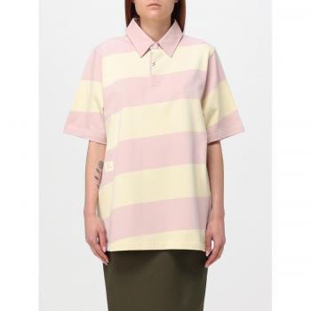 Burberry Women's Natural Striped Cotton Polo Shirt - Size S