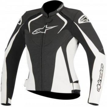 Alpinestars Stella Jaws - Chaqueta para moto, piel, color negro y blanco, talla 42