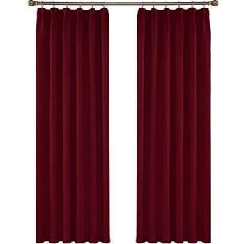 Amazon Brand - Umi Cortinas de Salón Térmicas Aislantes Dormitorio Decoración Ventanas para Habitacion Moderna Fruncido 2 Piezas 132x242cm Rojo Oscuro