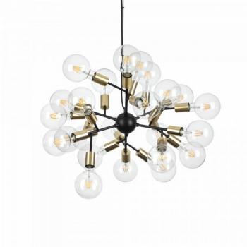 Lámpara colgante Spark Black Metal de Ideal Lux, 24 bombillas E27, diámetro 42 cm, diseño con brazos múltiples para interiores en color negro