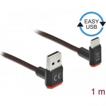 Cable USB 2.0 DeLOCK Easy Tipo A a Tipo C (1 m, conector angulado arriba/abajo, negro)
