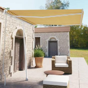 Toldo de pie retráctil manual autoportante 300x250 cm Amarillo/blanco