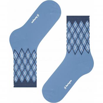 Burlington Mayfair Women's Cotton Argyle Socks - Light Blue, Size 3.5-7