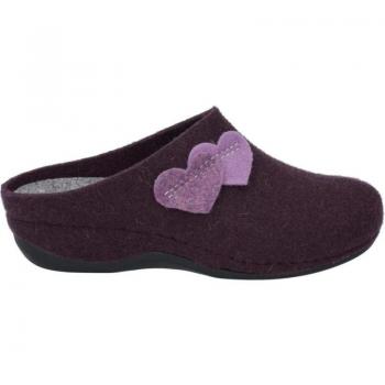 Zapatilla de casa para mujer Westland mod. CHOLET 02 en lana natural, sin cordones, color burdeos granate