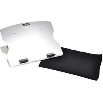 Soporte para Laptop DESQ de Aluminio Plegable, 35x24x0.6 cm, Altura Ajustable 0-175 mm, Rotativo 360°, Compatible con Portátiles de 10 a 17 pulgadas