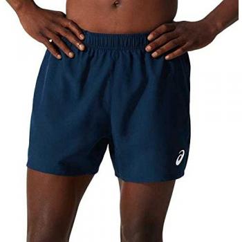 Pantalones Cortos Asics Core 5 para Hombre en color gris y azul marino, modelo 2011C336-400, con una longitud de 5 pulgadas
