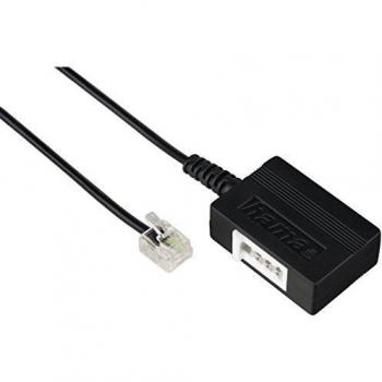 Adaptador de Teléfono Analógico Hama 1x RJ11 6p4c - 1x Conector TAE-F, 20 cm Negro