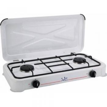 Jata - Hornillo Cc305, Butano, 2 Fuegos, Con Tapa Protectora, Parrilla Cromada. Blanco