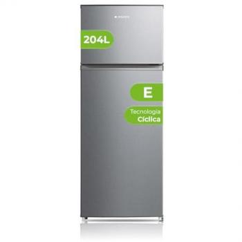 Frigorífico Aspes Cíclico 2 Puertas Inox AF145502EX - 204 Litros, Puerta Reversible, Bajo Nivel Sonoro, Eficiencia Energética Clase E