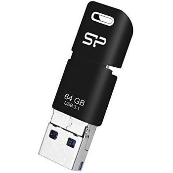 Silicon Power USB Flash Drive 64 GB, Móvil C50: USB3.1, Micro USB y Interfaz de Tipo C Compatible, 3 en 1.
