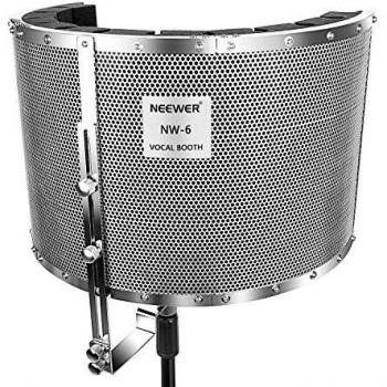 Neewer Protector Filtro Micrófono Amortiguador Cabina de Aislamiento Vocal con Panel de Aluminio Ligero, Espumas Gruesos de Insonorización, Soportes y Tornillos con Rosca 5/8