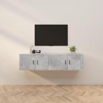 Mueble TV 2 piezas gris hormigón 80x34,5x40 cm